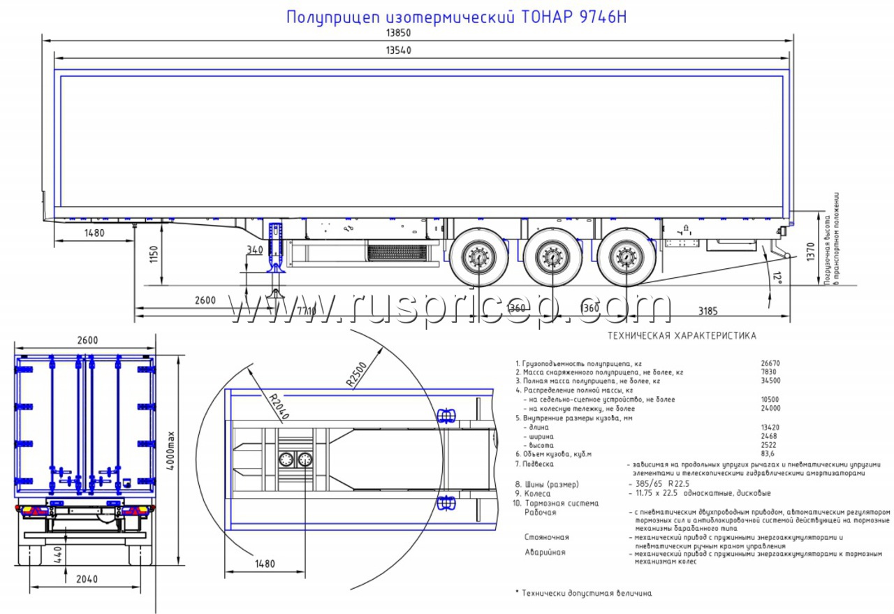 Тонар объем кузова